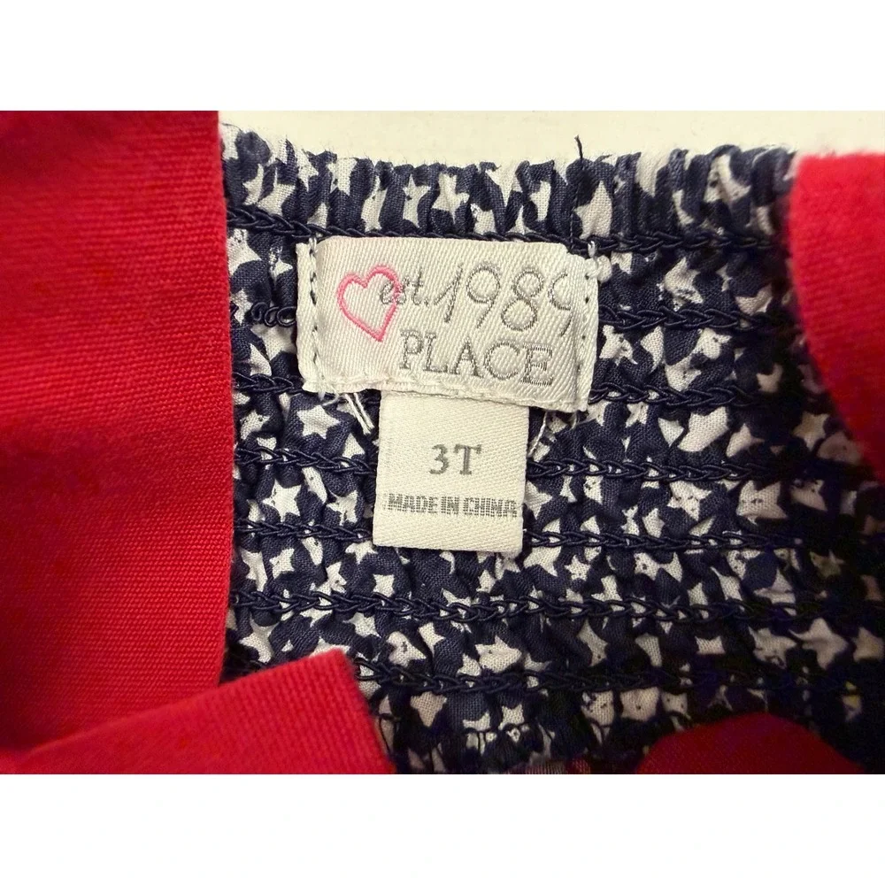 The Children's Place Dress Patriotic Plaid 3T Red White Blue Americana Bows Star